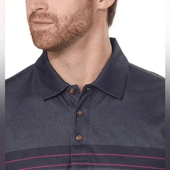 Men’s pebble beach performance golf striped polo size medium - Picture 2 of 9
